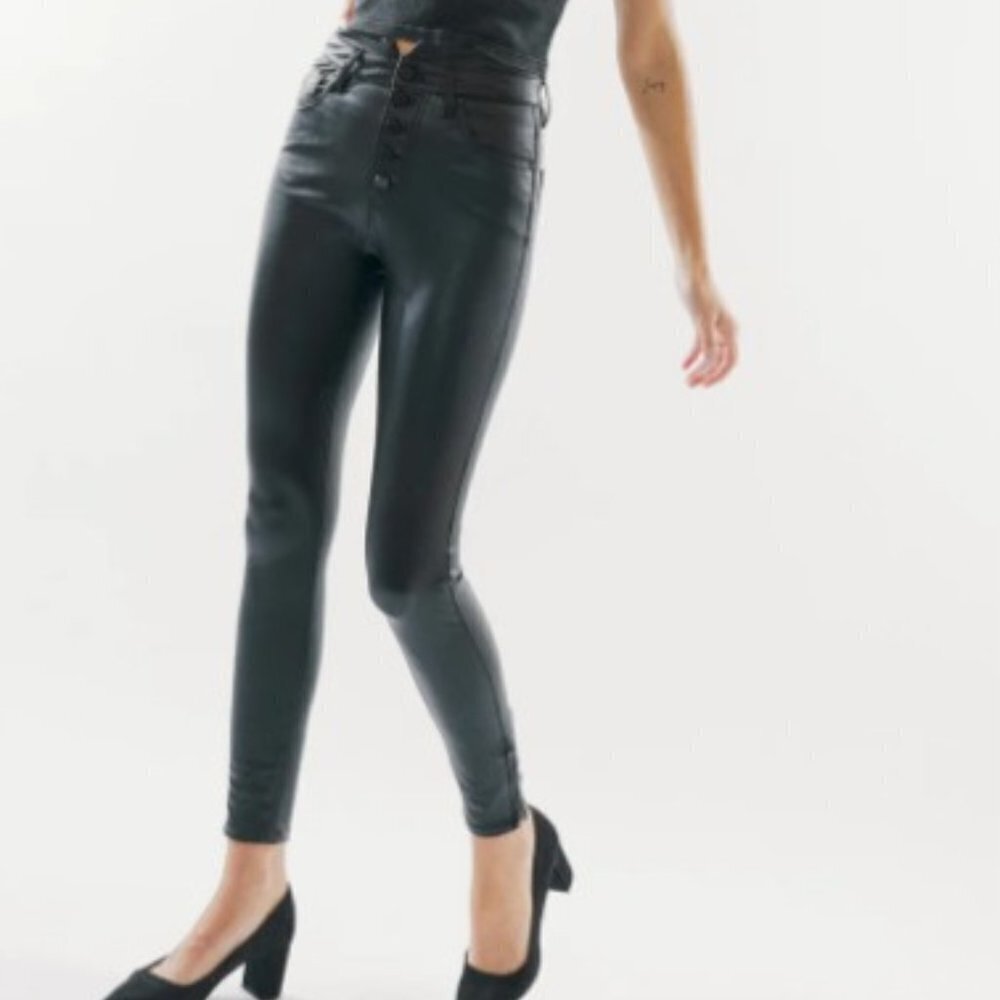 Kancan Women's Faux Leather Hi-Rise Ankle Skinny Pants - 9/28